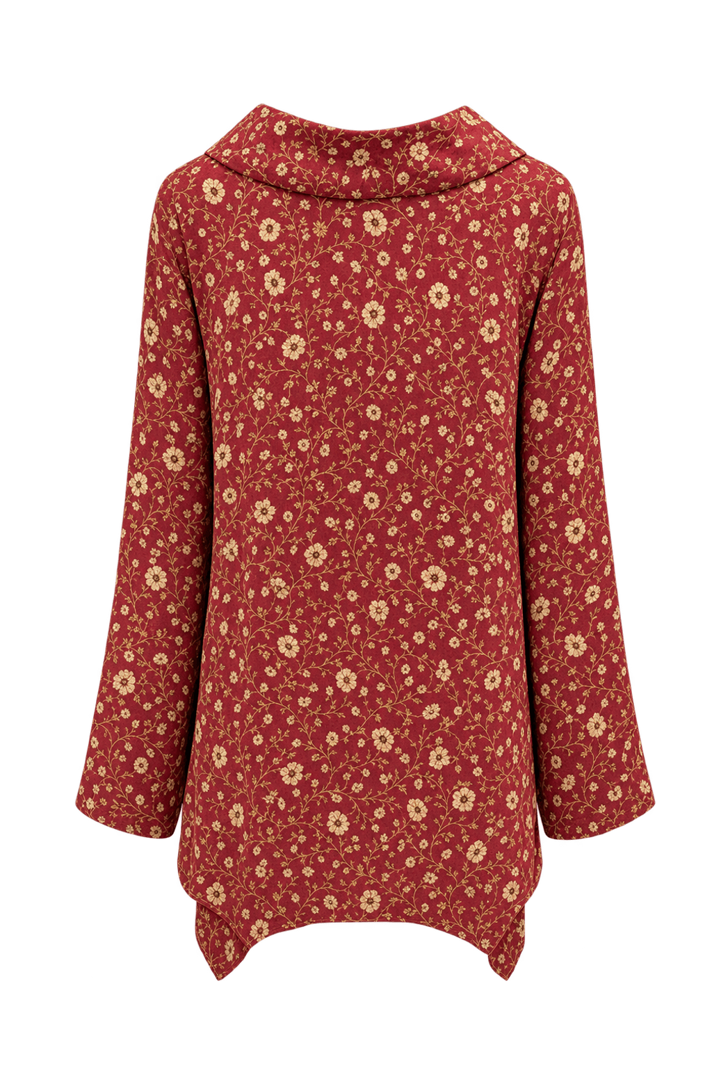 1990s Deep Red Cotton Blouse - Back View