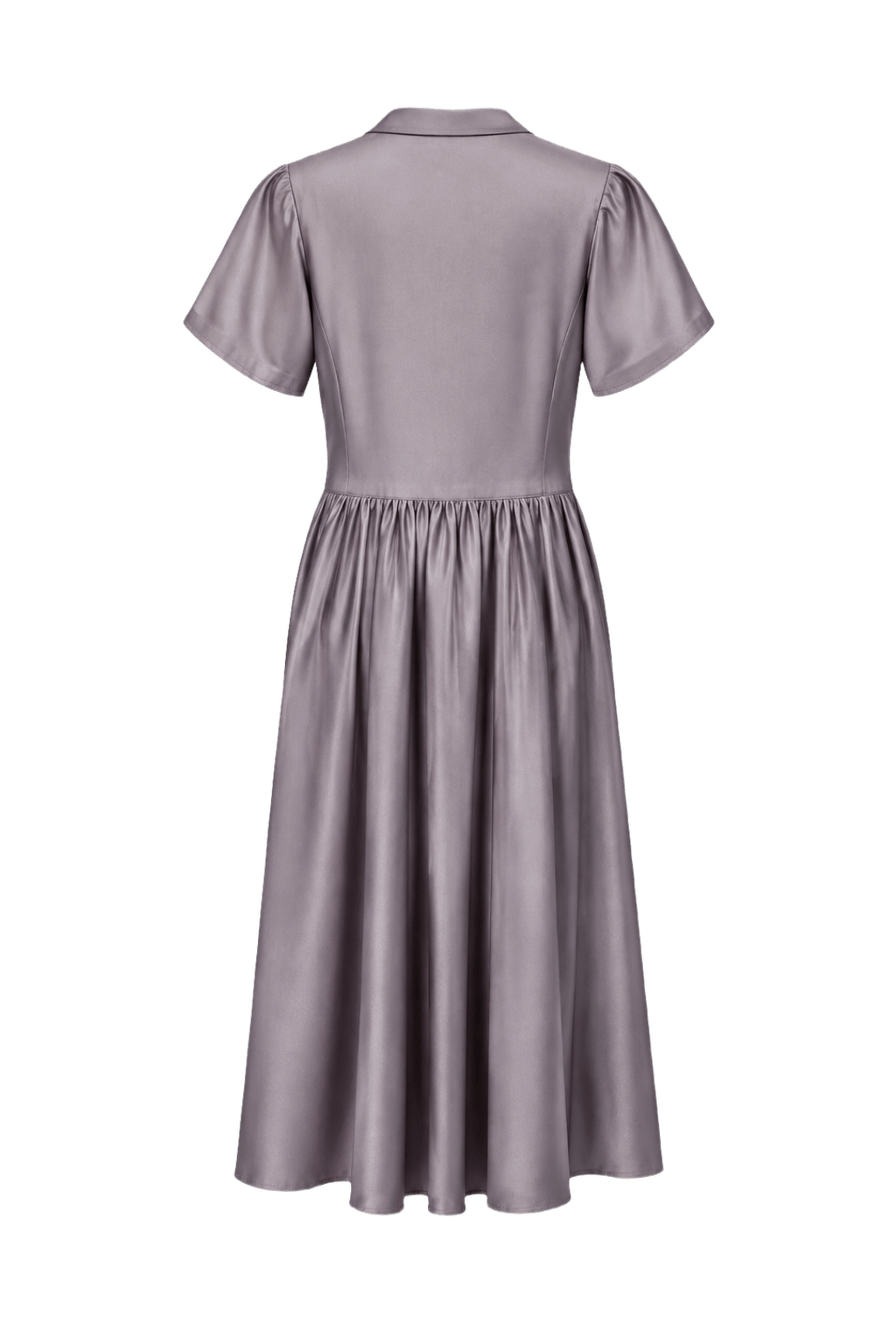 1950s Purple Silk Midi Dress - Back View