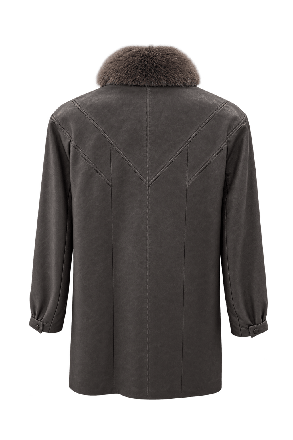 1980s Dark Brown Leather Coat - Back View