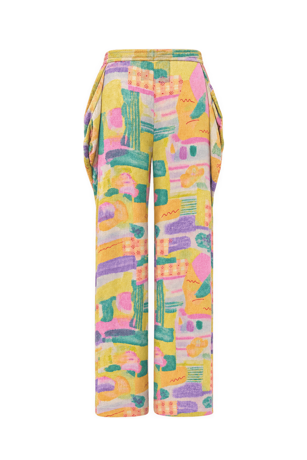 1980s Multicolor Cotton Blend Pants - Back View