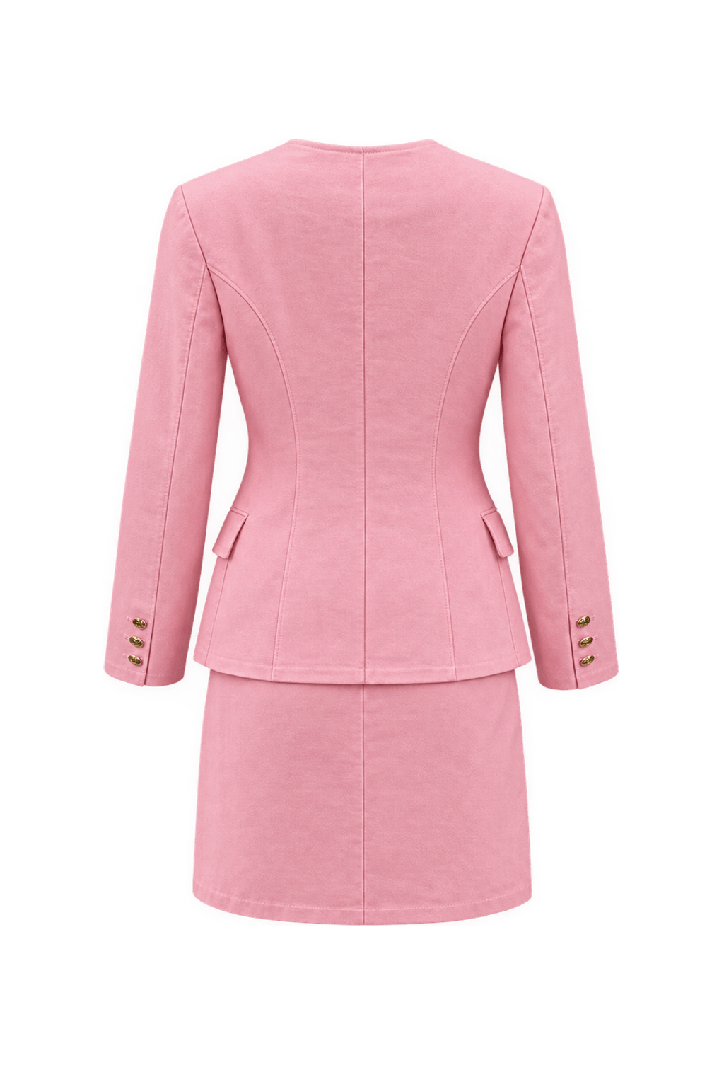 1980s Pink Cotton Skirt Suit - Back View