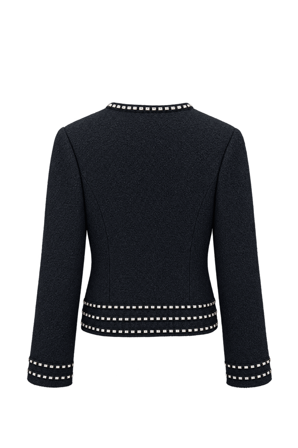 1980s Black Textured Jacket - Back View