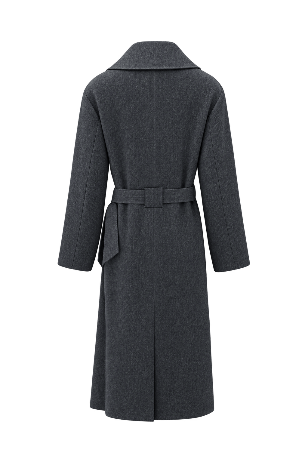 1990s Charcoal Grey Wool Blend Coat - Back View