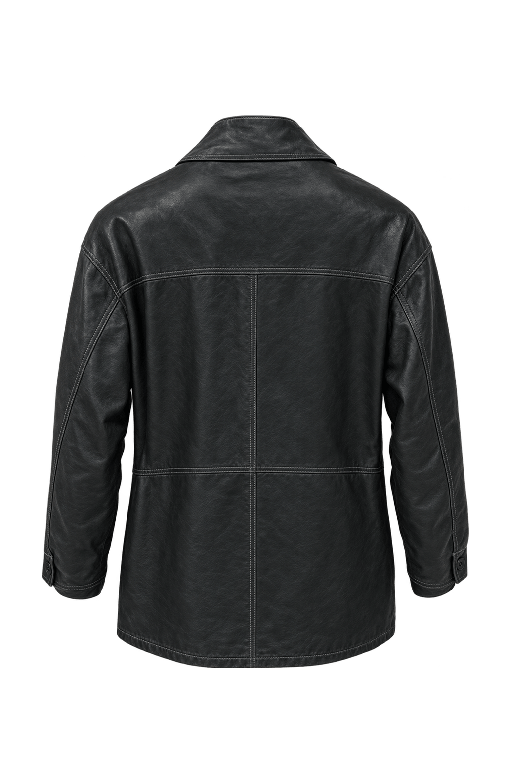1990s Black Leather Leather Jacket - Back View