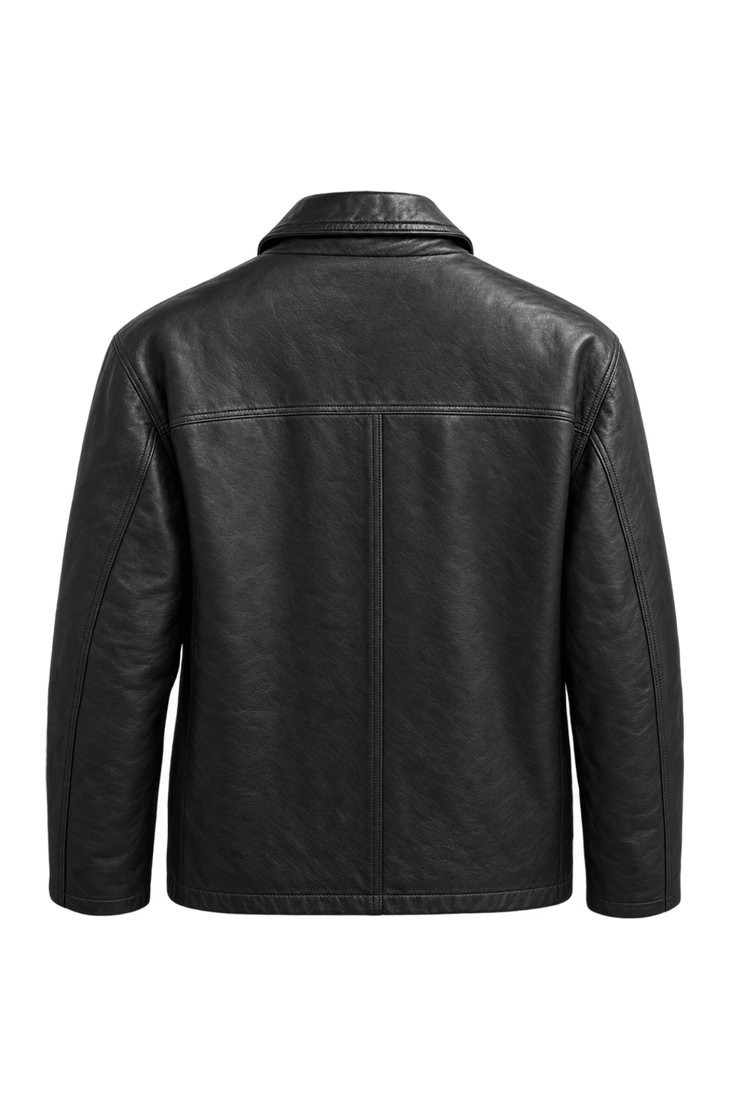 1990s Black Leather Jacket - Back View