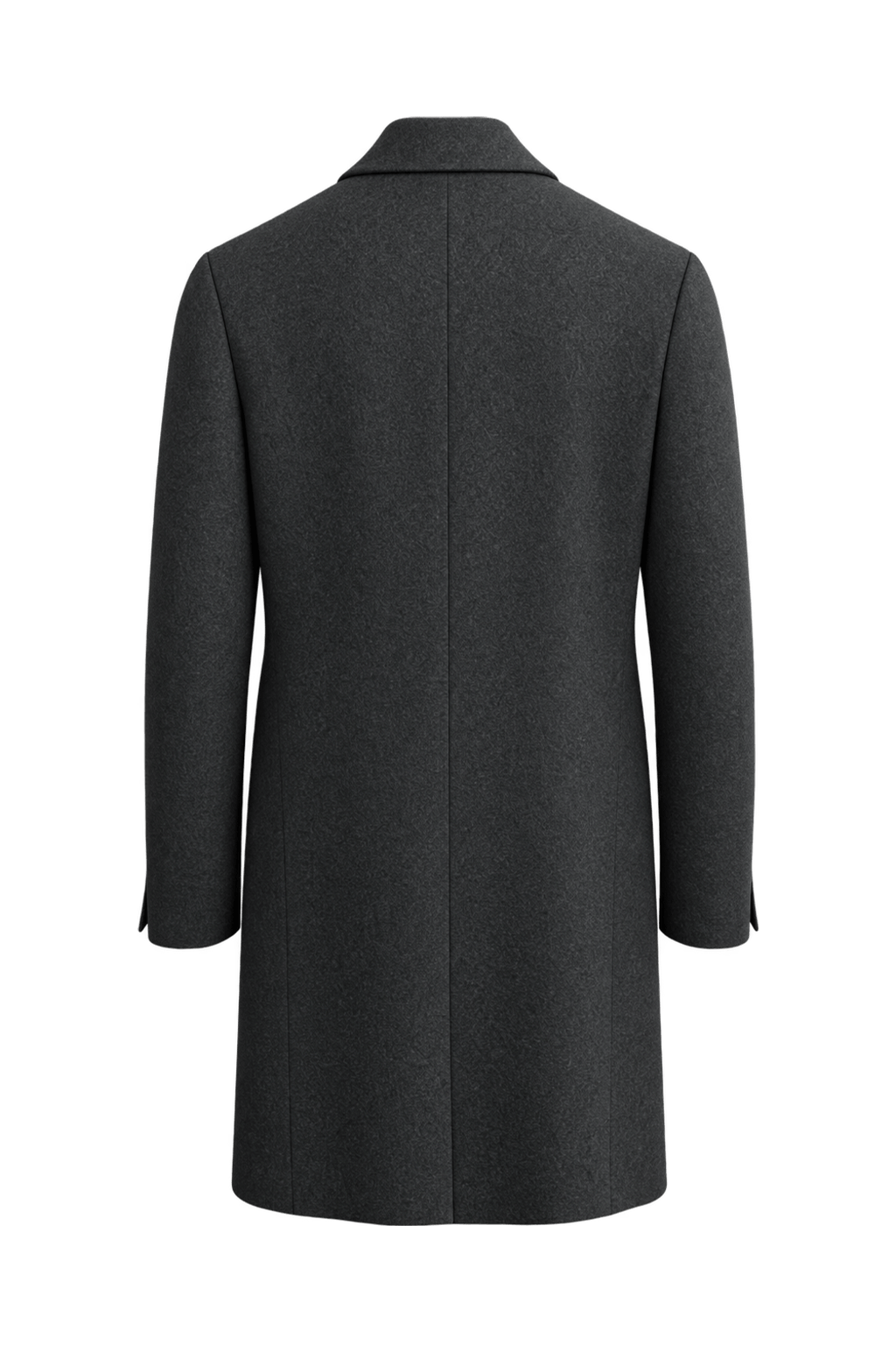 1990s Charcoal Grey Wool Coat - Back View