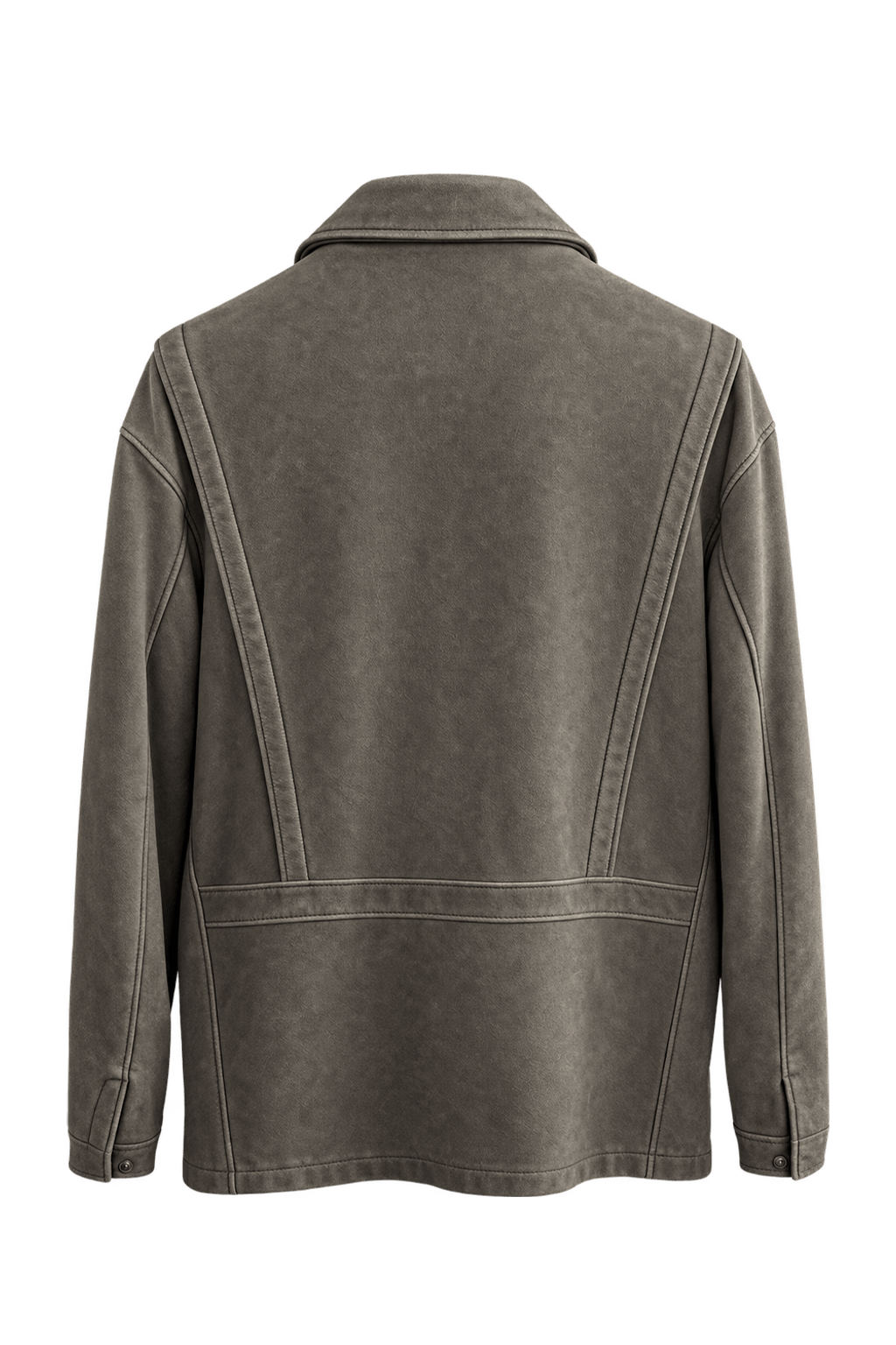 1990s Taupe Leather Jacket - Back View