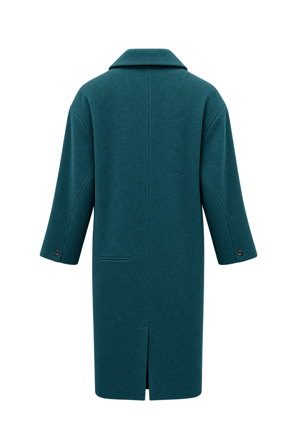 1980s Teal Wool Coat - Back View