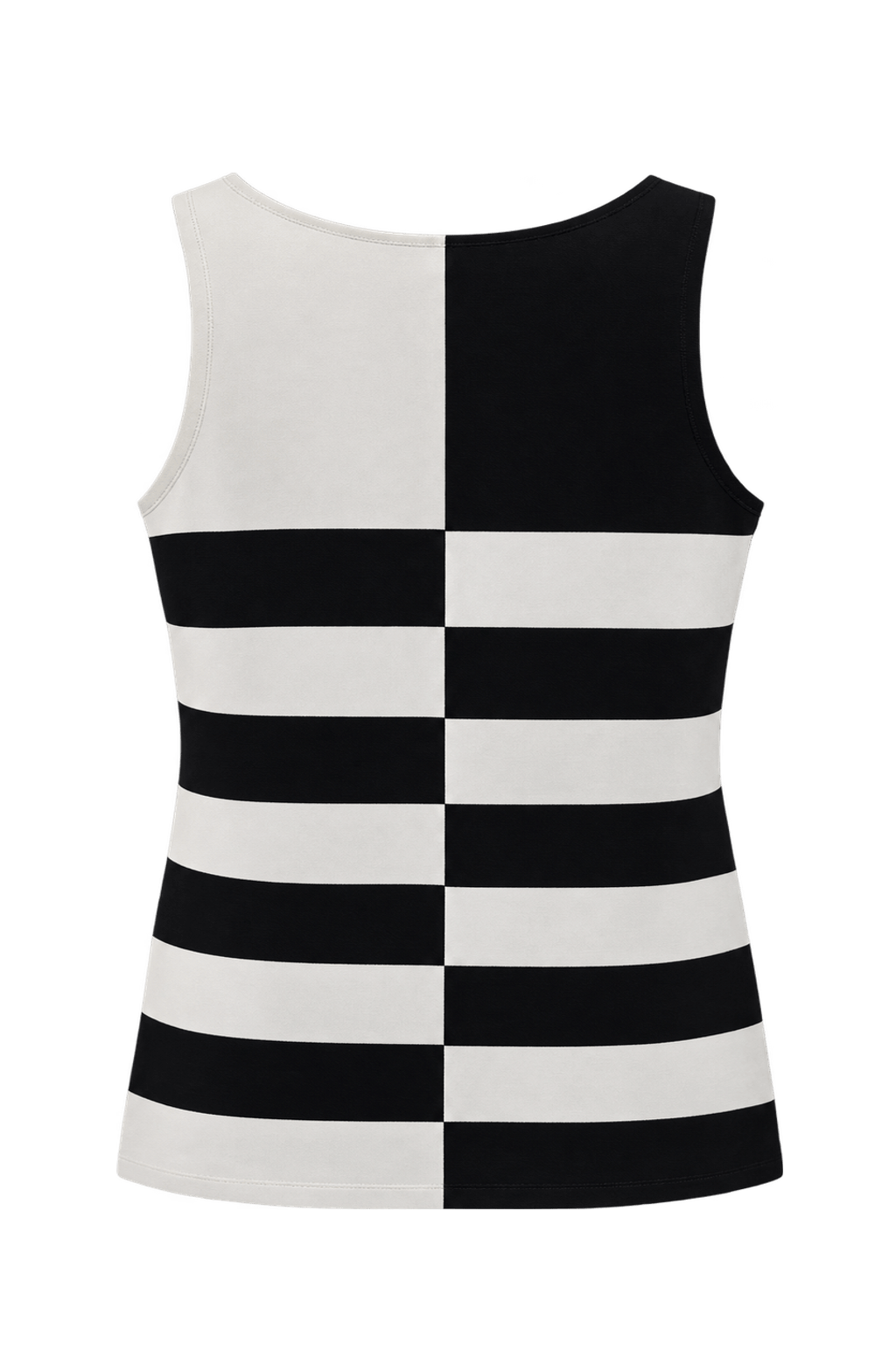 1990s Black & White Polyester Tank Top - Back View