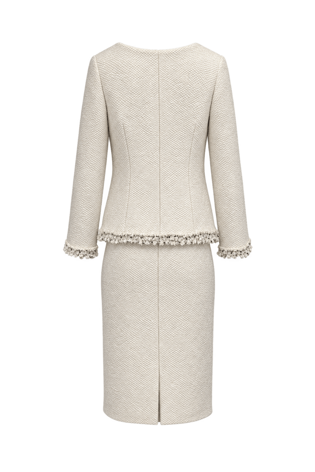 1990s Cream White Tweed Set by Chanel - Back View