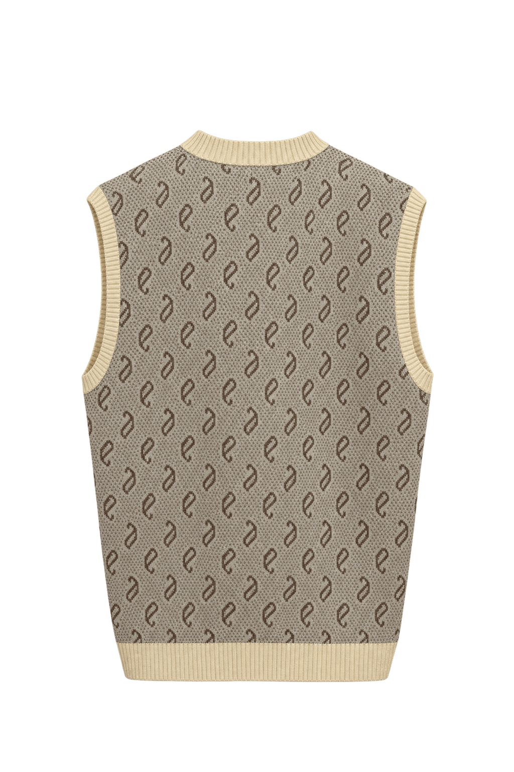 1960s Beige Wool Vest - Back View
