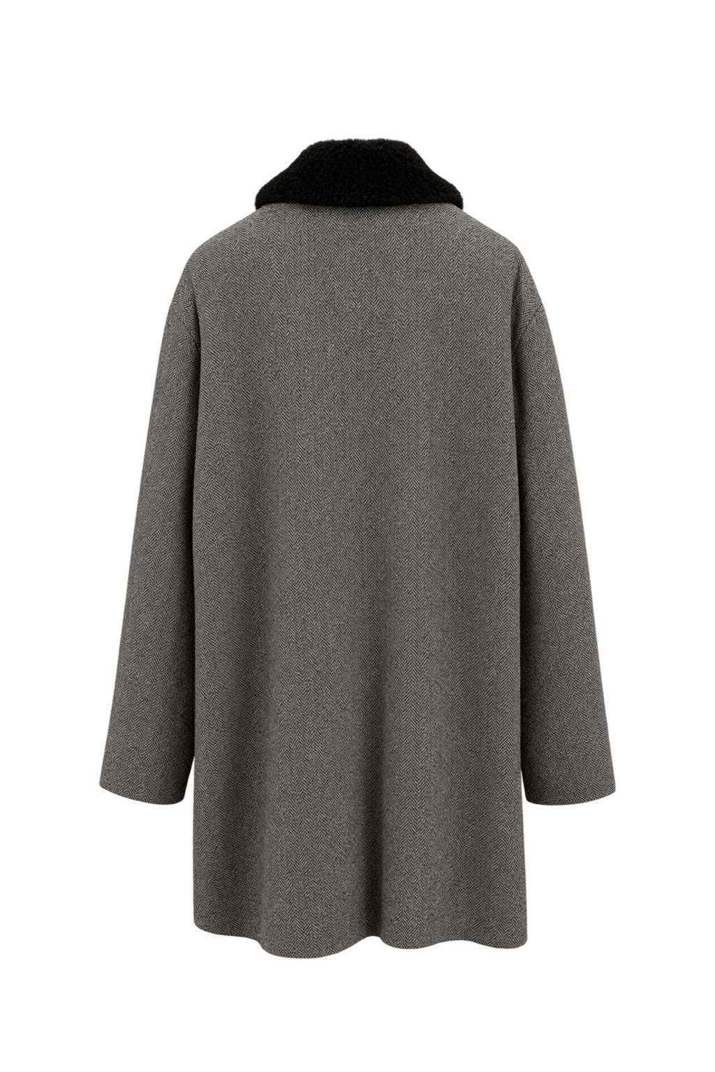 1990s Grey Wool Coat - Back View