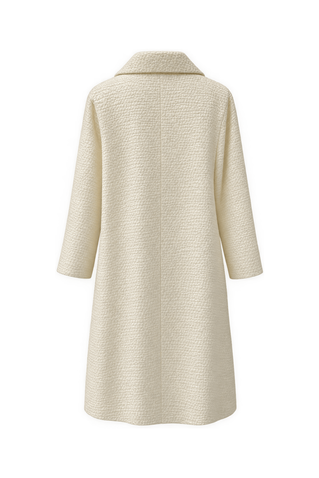 1980s Cream Synthetic Blend Coat - Back View