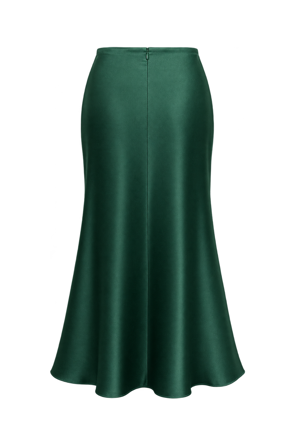 1980s Dark Green Synthetic Blend Skirt - Back View