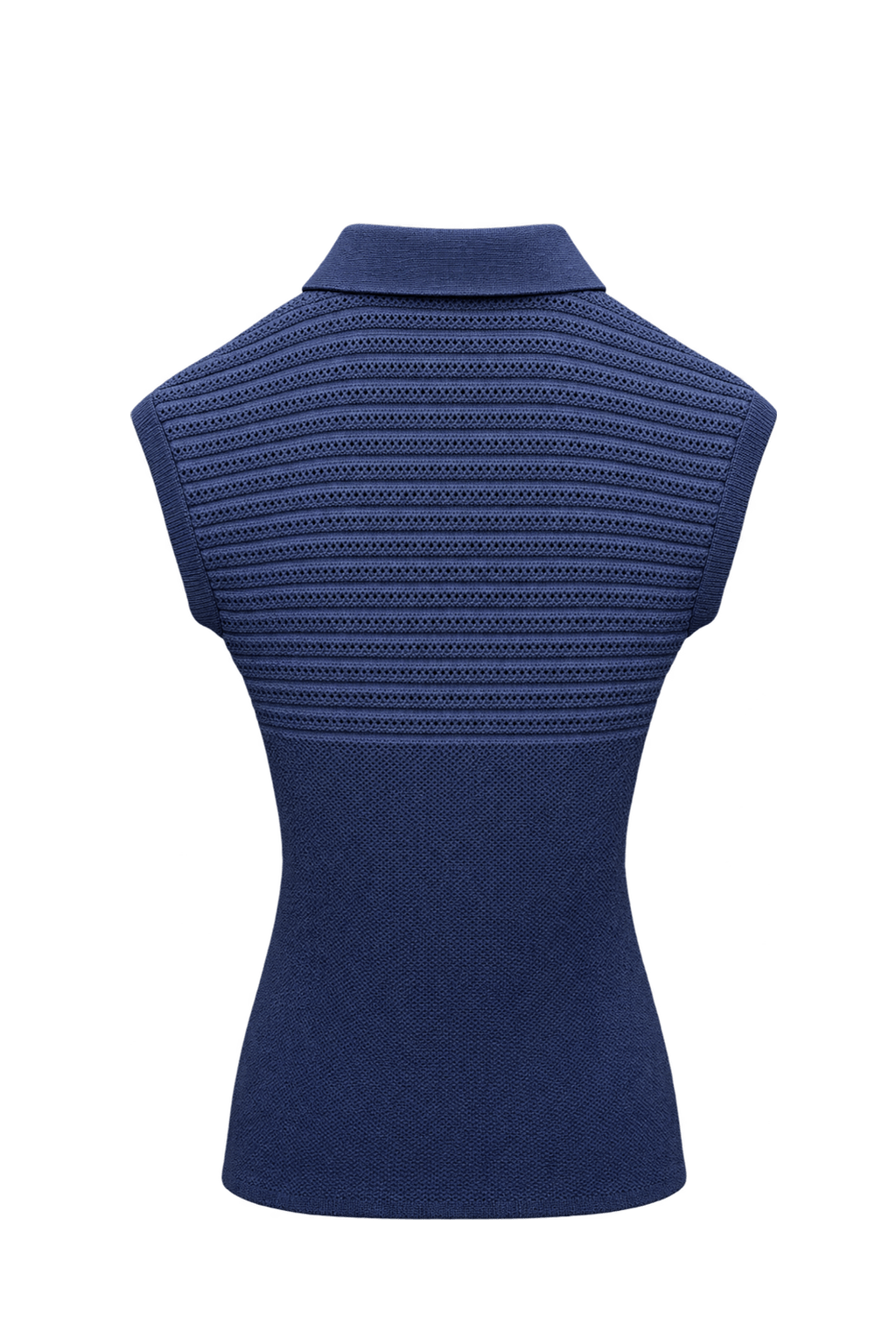1970s Navy Blue Cotton Knit Vest - Back View