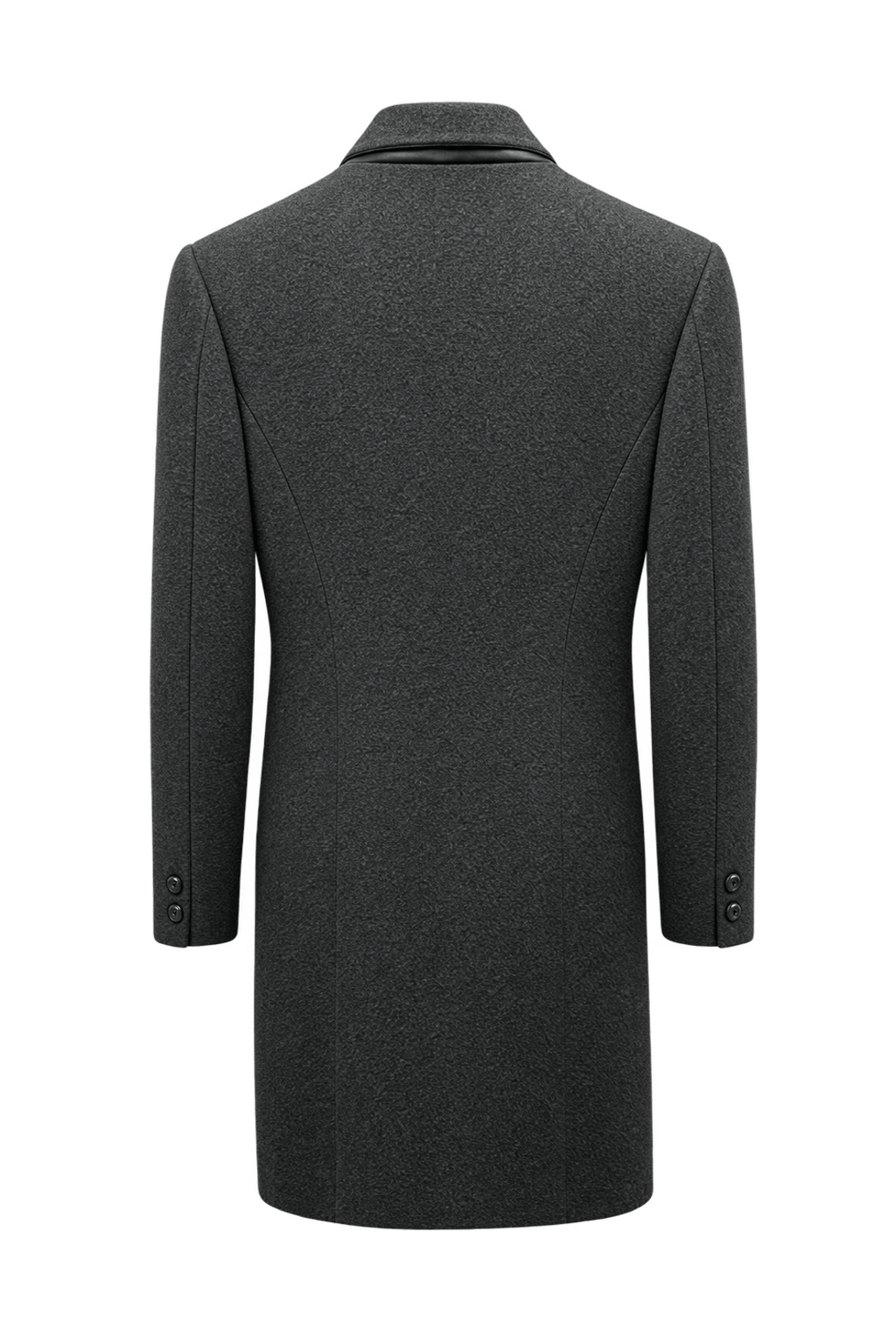 1980s Charcoal Grey Wool Coat - Back View