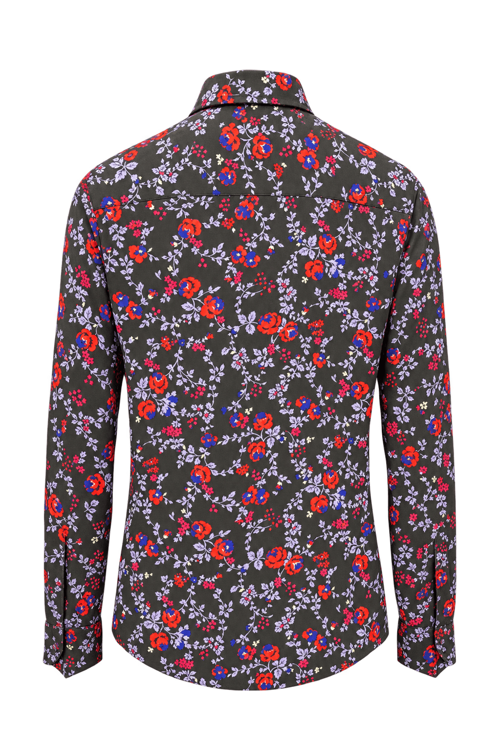 1980s Black Red Synthetic Blend Blouse - Back View