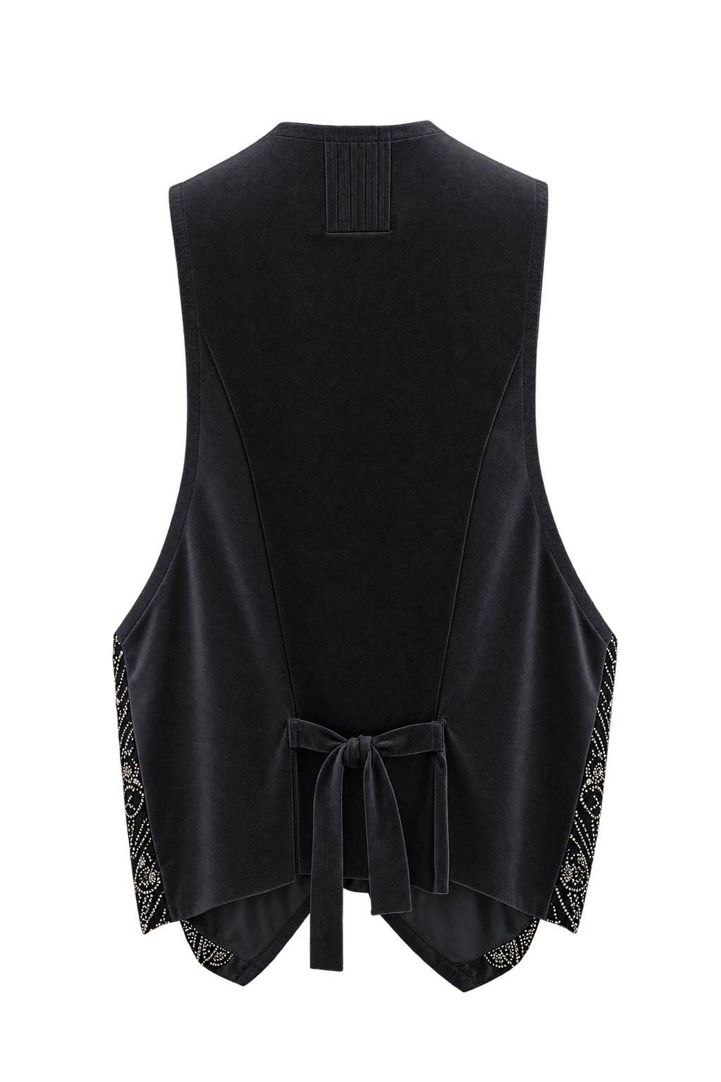 1970s Black Velvet Vest - Back View