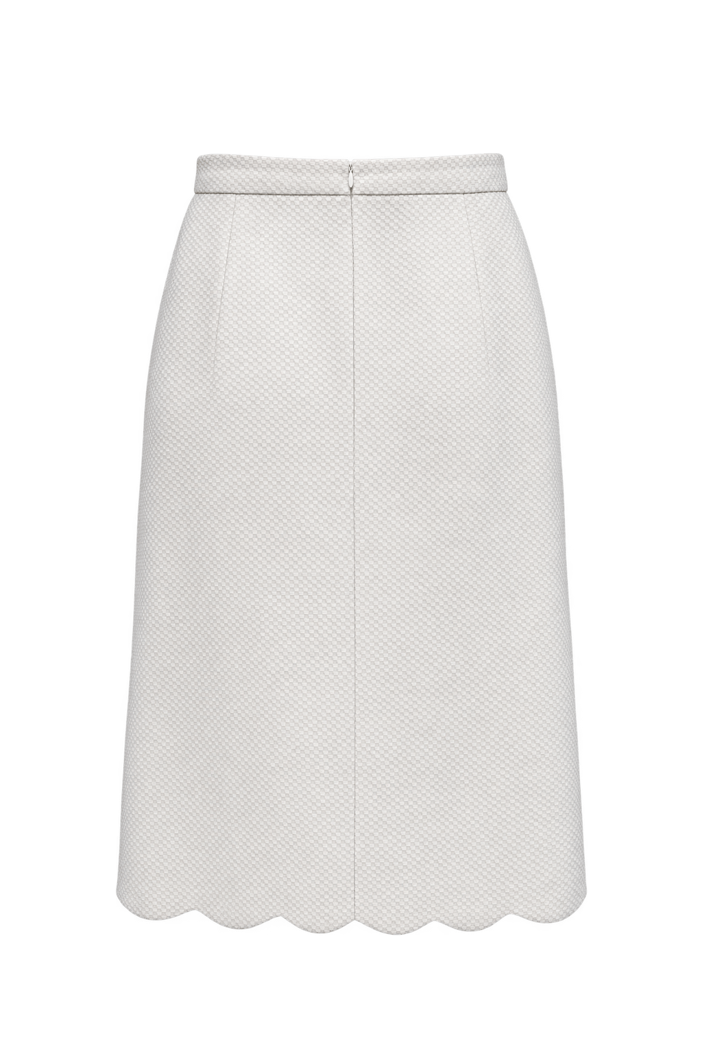 1980s Cream White Synthetic Blend Skirt - Back View
