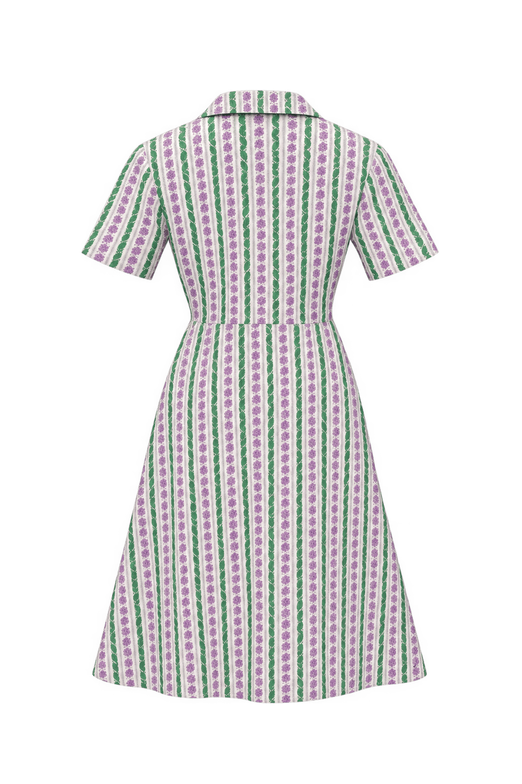 1950s Green Cotton A-line Dress - Back View