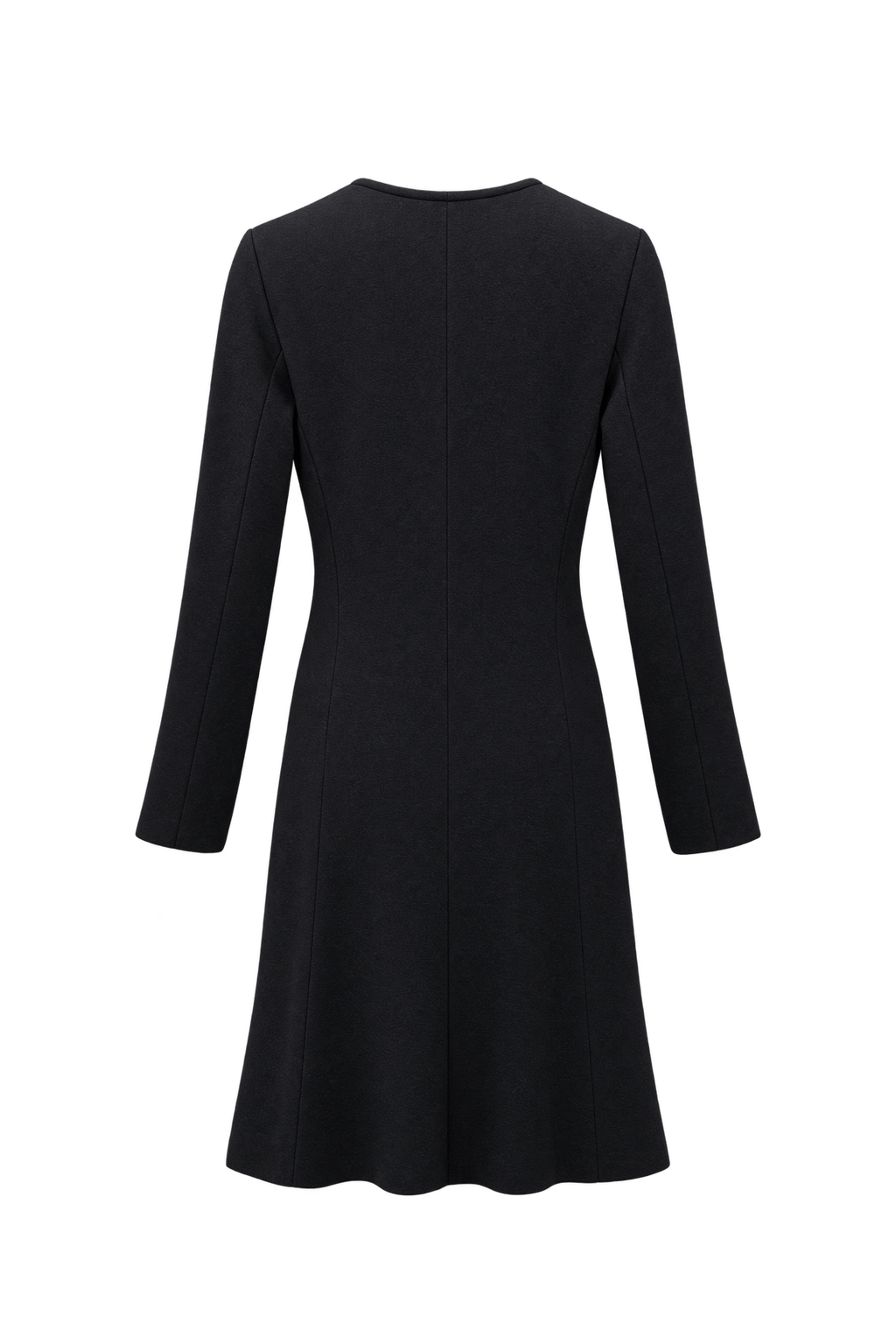 1970s Black Wool Blend Dress - Back View