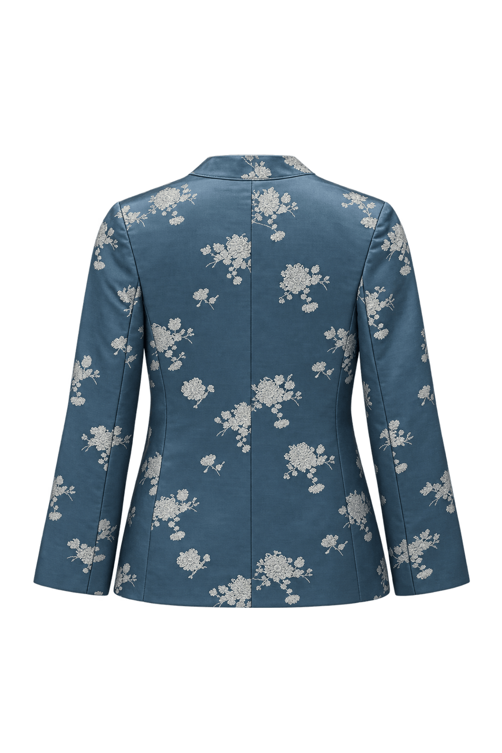 1950s Teal Blue Silk Jacket - Back View
