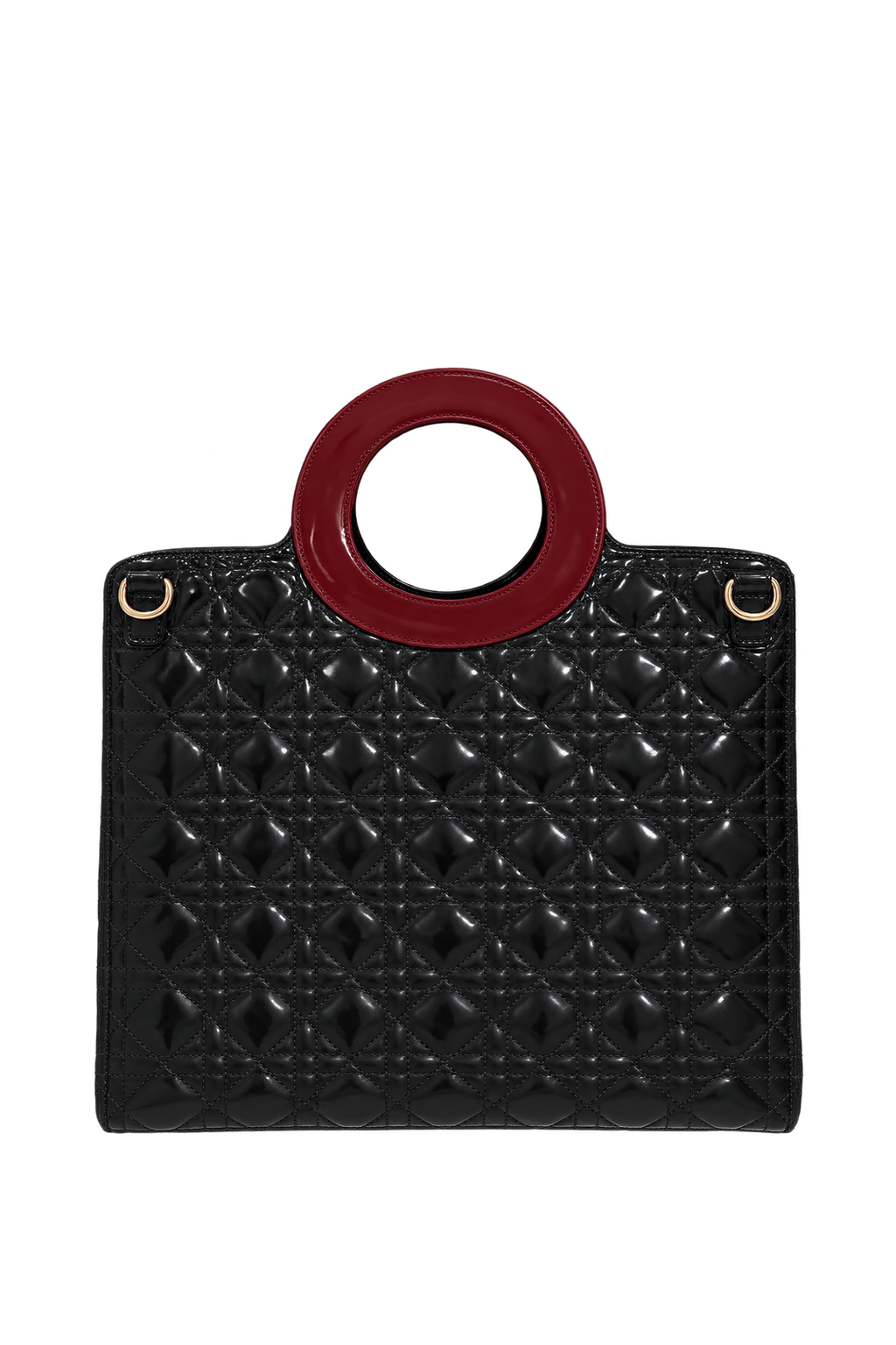 1990s Glossy Black Coated Leather Bag - Back View
