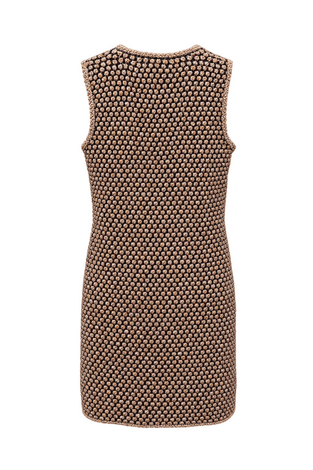 1990s Muted Gold Knit Dress - Back View