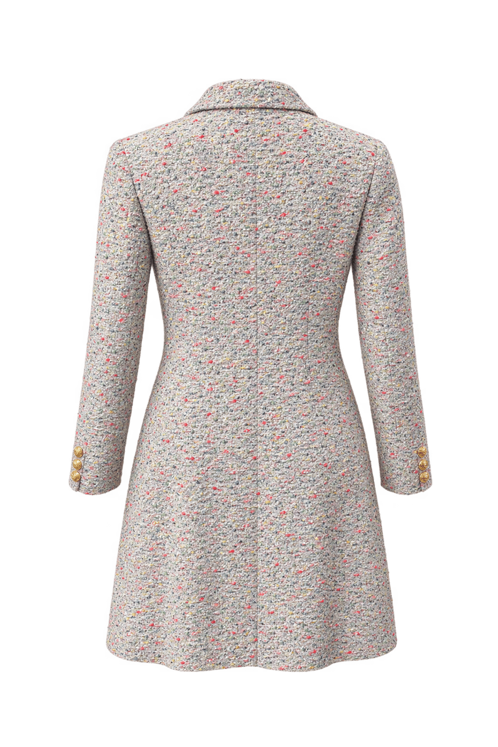 1990s Cream and Pale Grey Wool-Blend Jacket - Back View