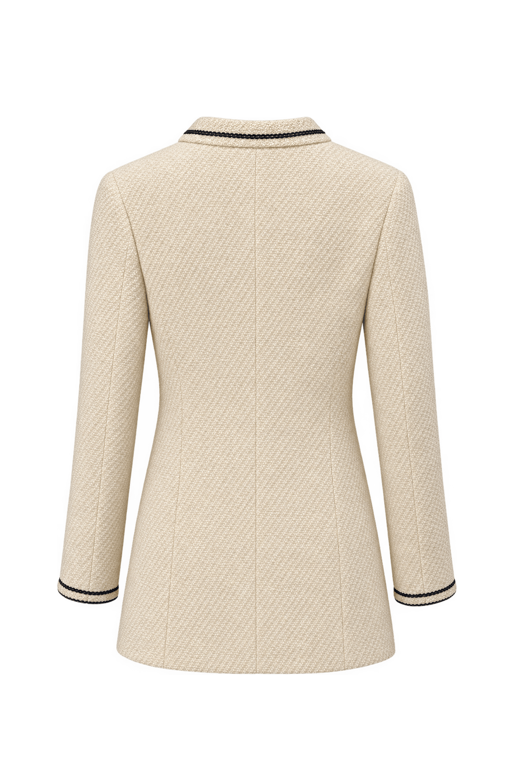 1990s Cream Textured Woven Fabric Jacket - Back View