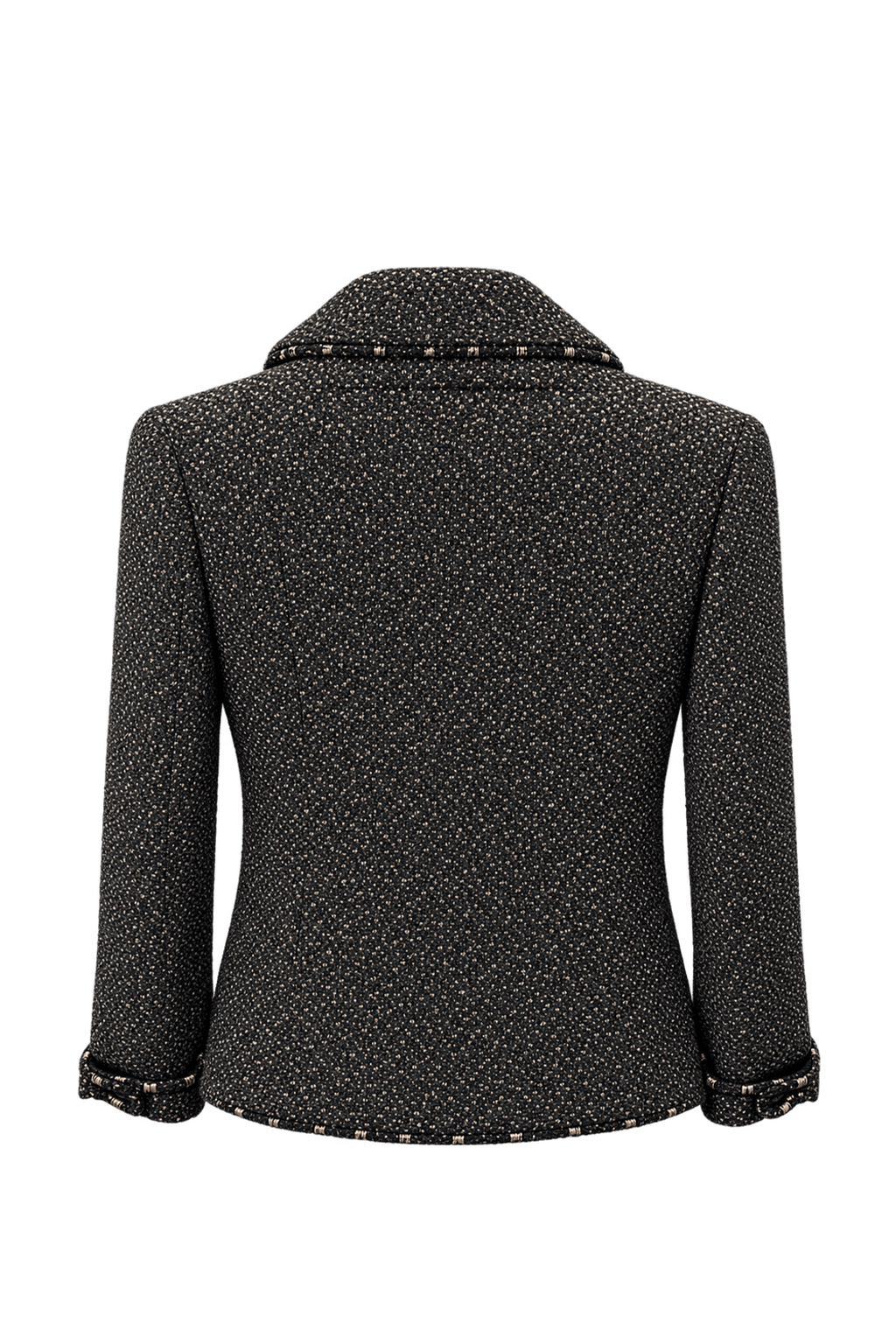 1990s Black Wool-Blend Tweed Jacket - Back View