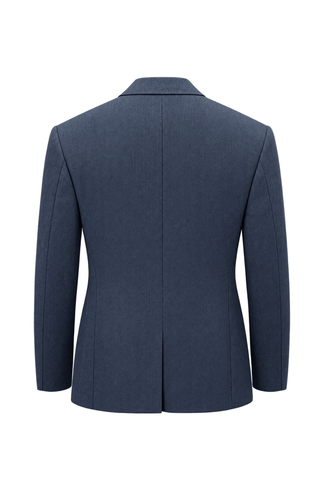 1990s Slate Blue Wool Blend Blazer - Back View