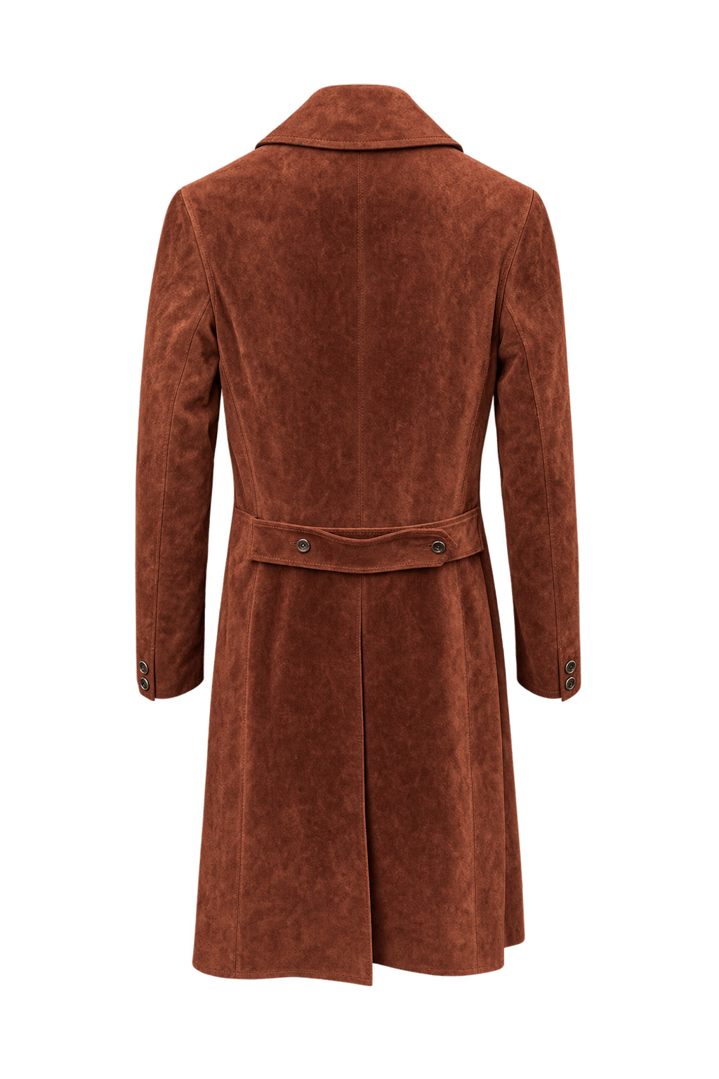 1970s Rust Brown Suede Coat - Back View