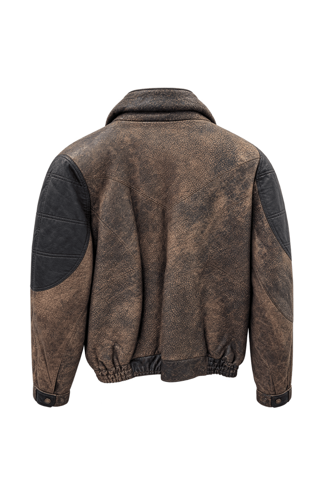 1990s Distressed Brown Leather Jacket - Back View