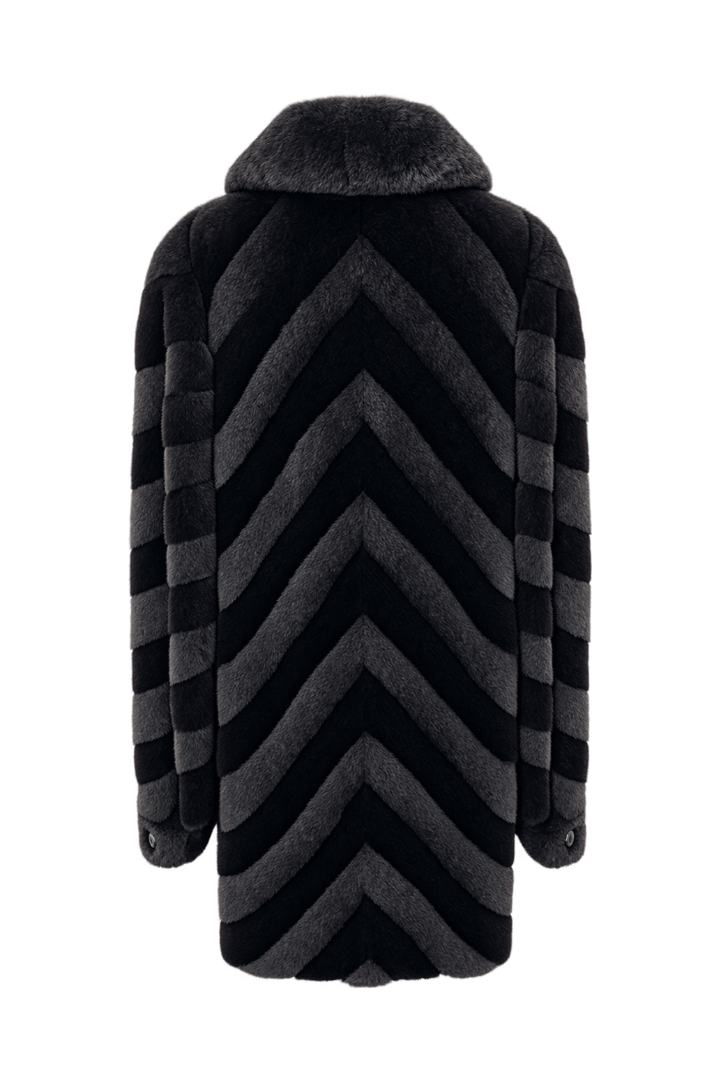 1990s Charcoal Grey Fur Coat - Back View