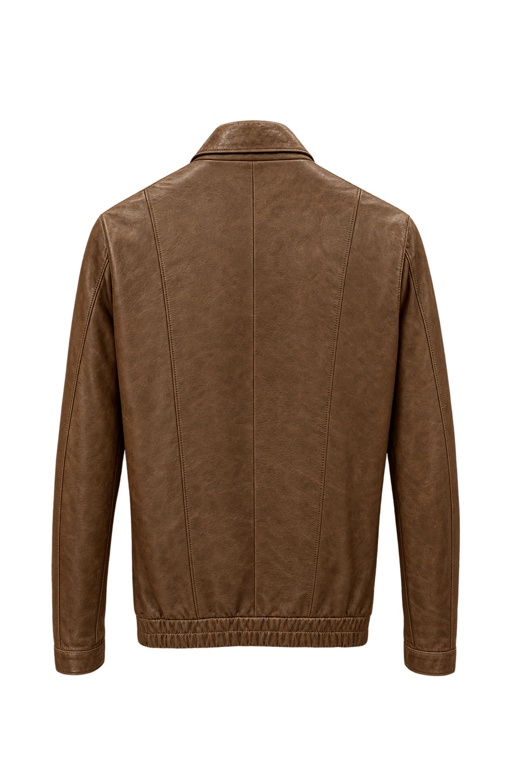 1980s Medium Brown Leather Jacket - Back View