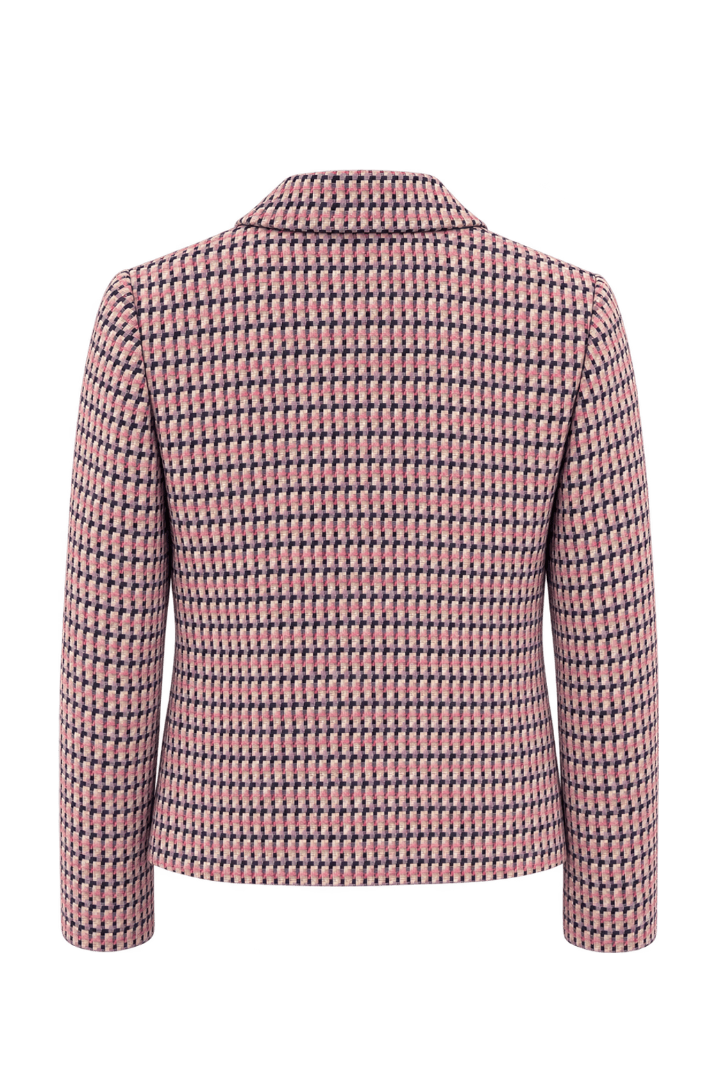 1990s Cream with Pink and Navy Woven Textile Jacket - Back View