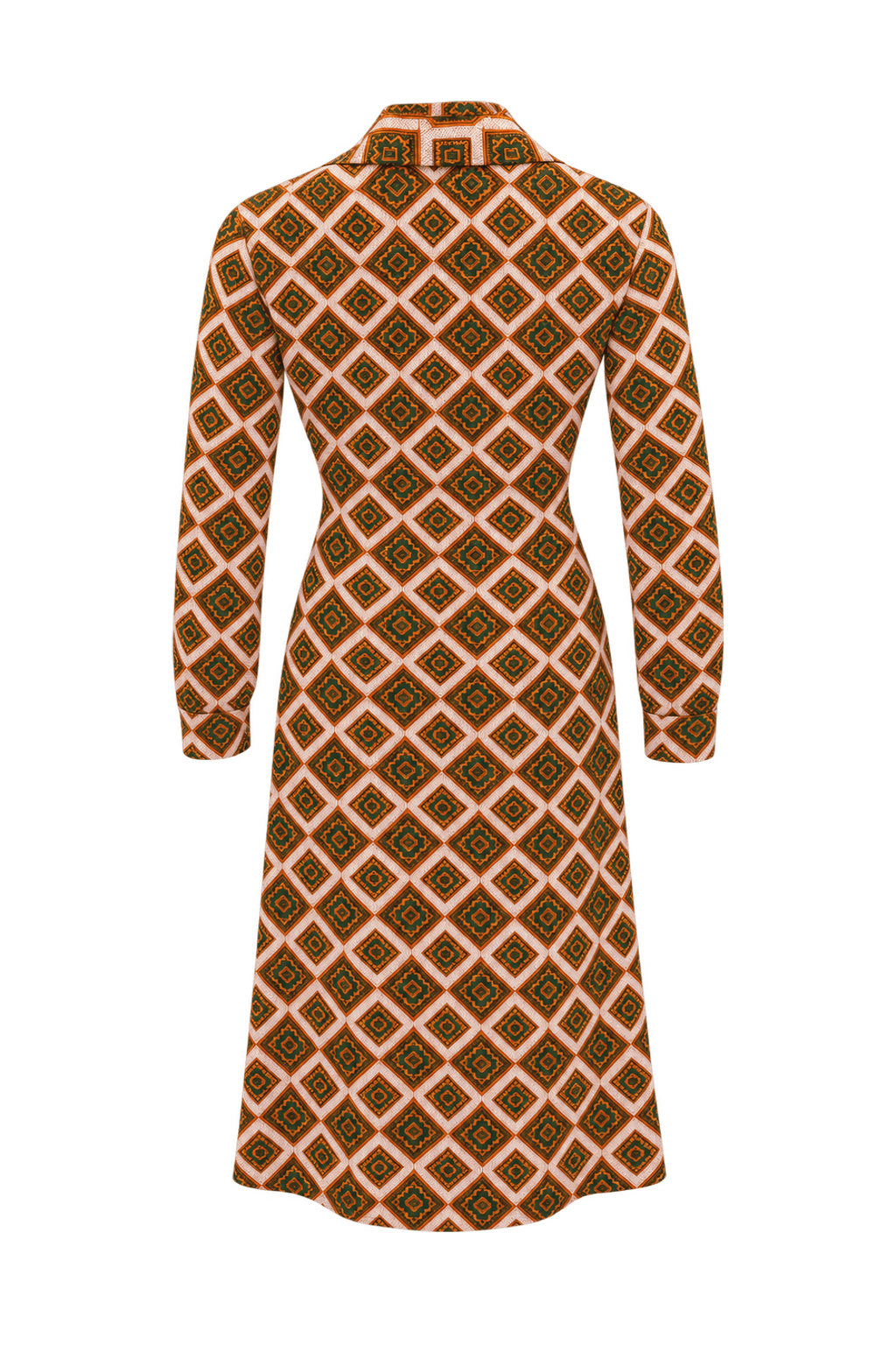 1960s Pale Peach Pink Unverified Woven Fabric Dress - Back View