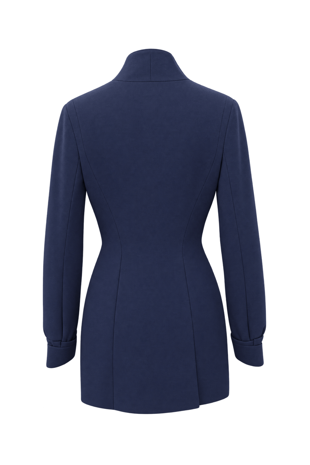 1990s Deep Navy Blue Woven Blazer - Back View