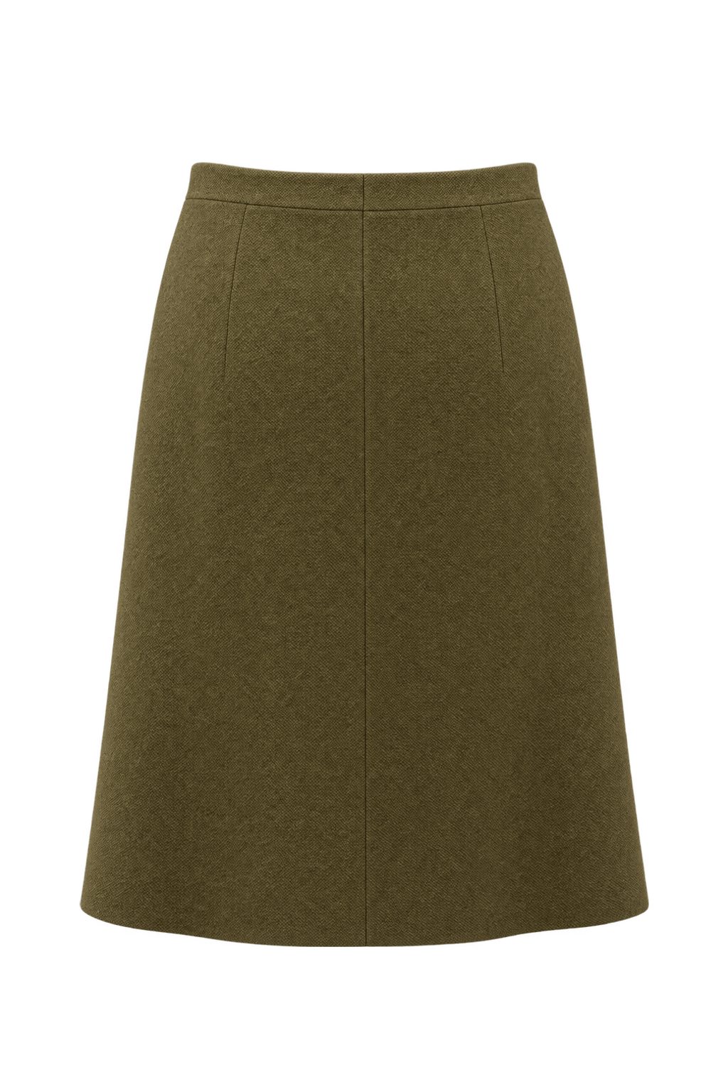 1960s Olive Brown Wool Skirt - Back View