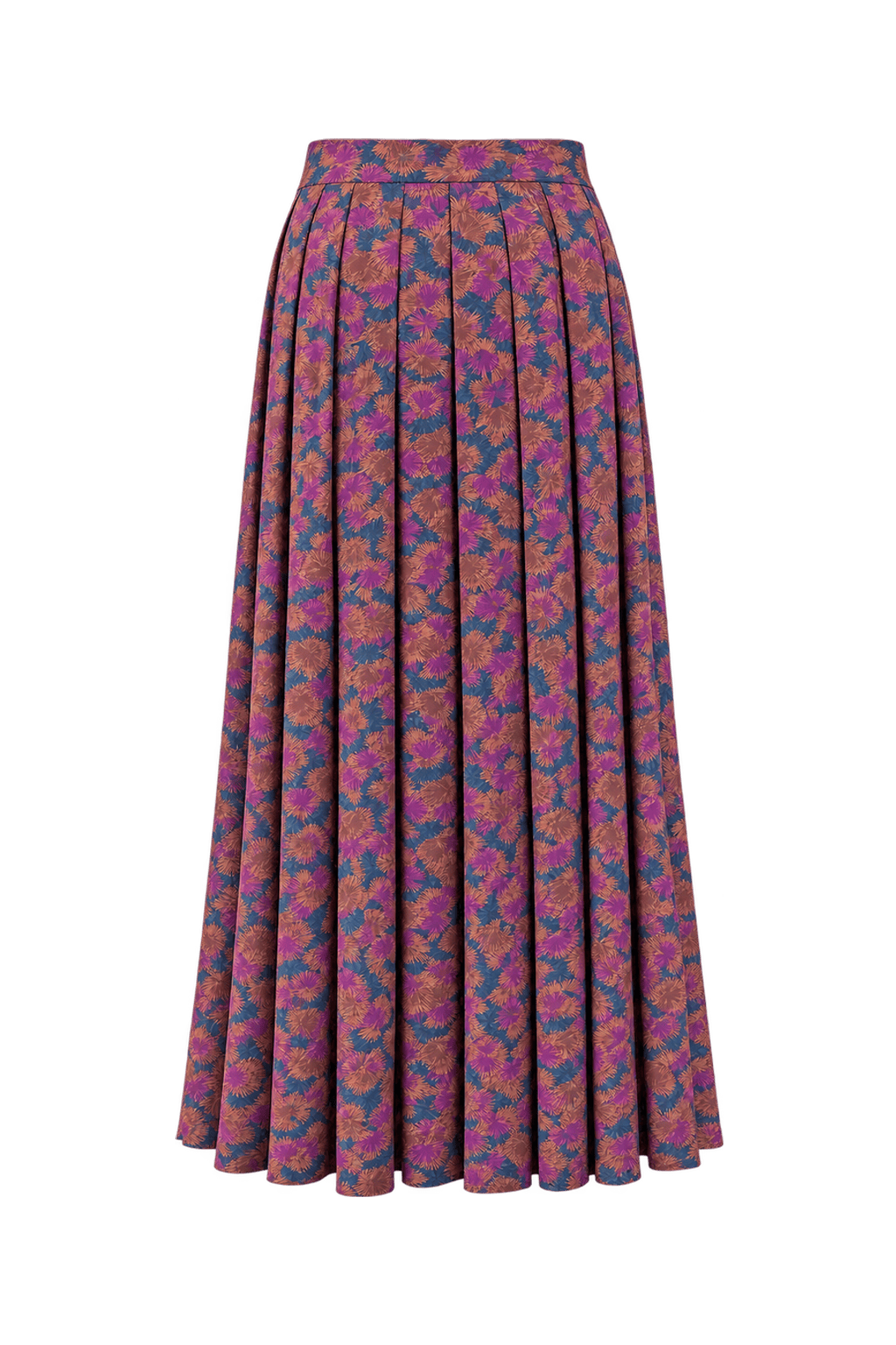1980s Purple & Warm Brown Unverified Lightweight Woven Skirt - Back View