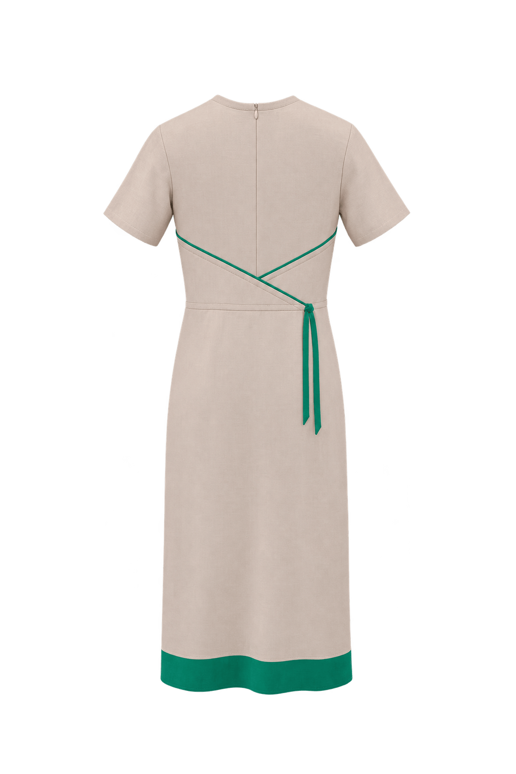 1960s Warm Cream Woven Dress - Back View