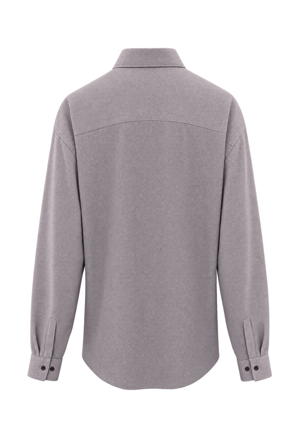 1980s Muted Grey Woven Button-Down Shirt - Back View