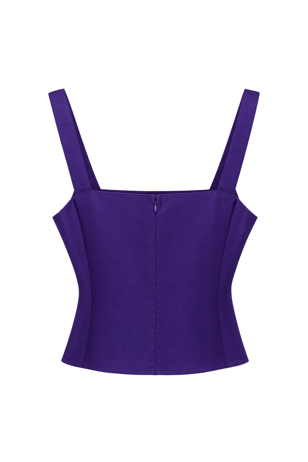1980s Violet Purple Silk-Like Crop Top - Back View