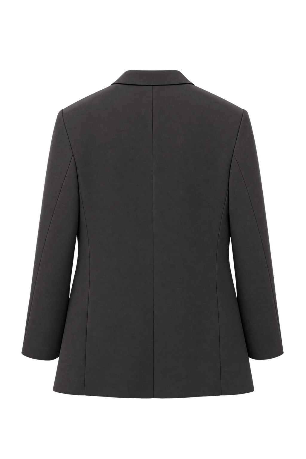 1990s Very Dark Charcoal Woven Blazer - Back View