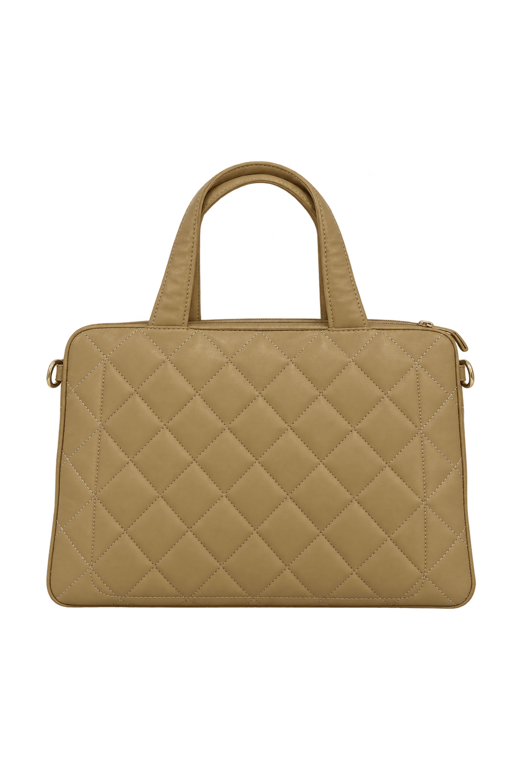 1990s Warm Beige Tan Leather Handbag - Back View