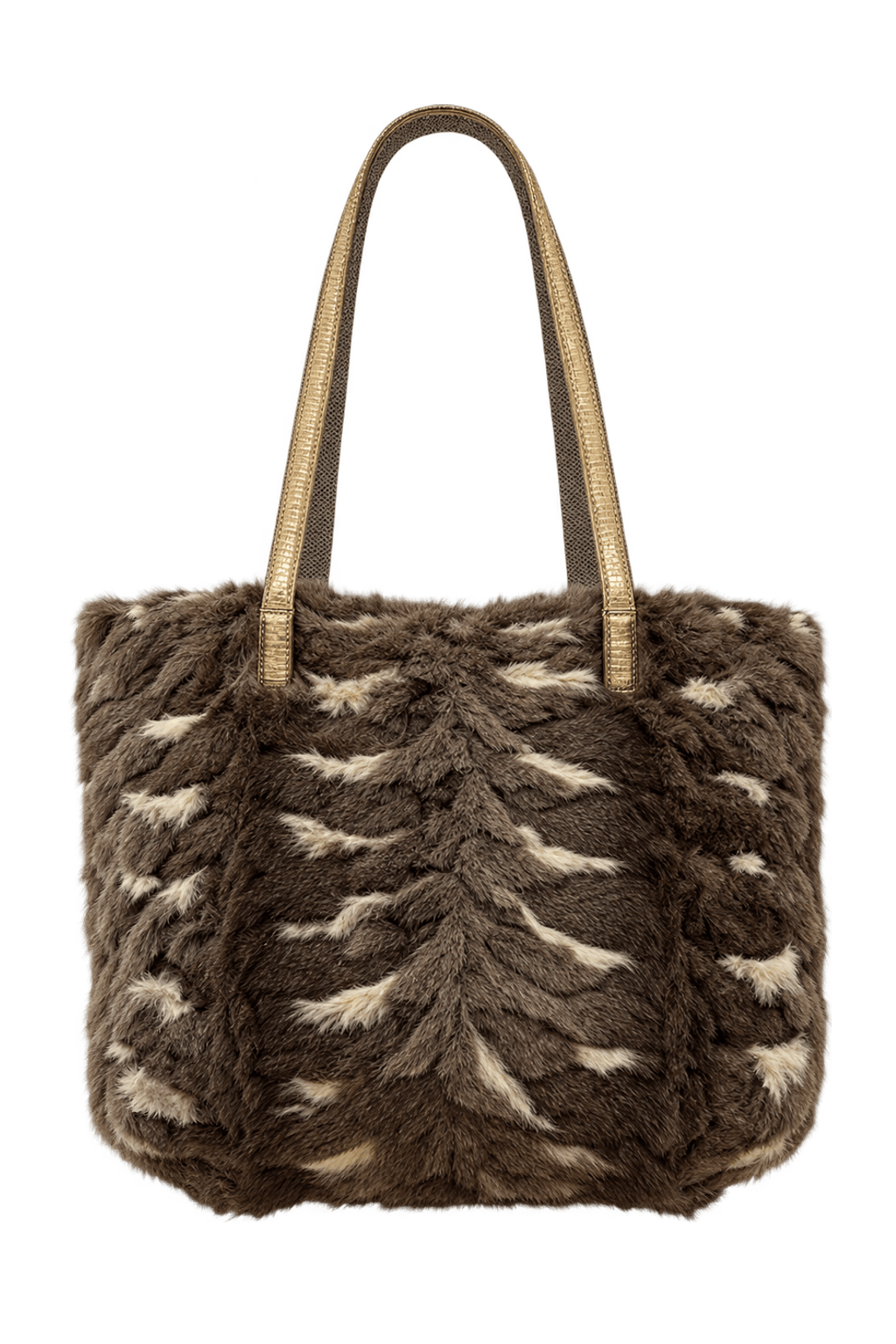 1990s Dark Brown Fur Tote Bag - Back View