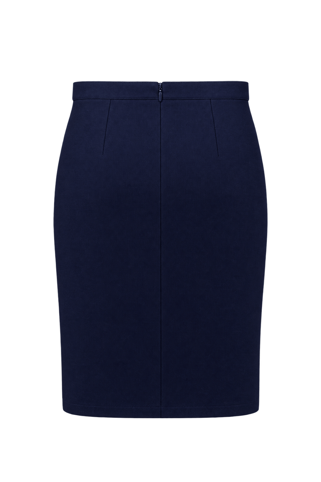 1990s Dark Navy Blue Suiting Fabric Skirt - Back View