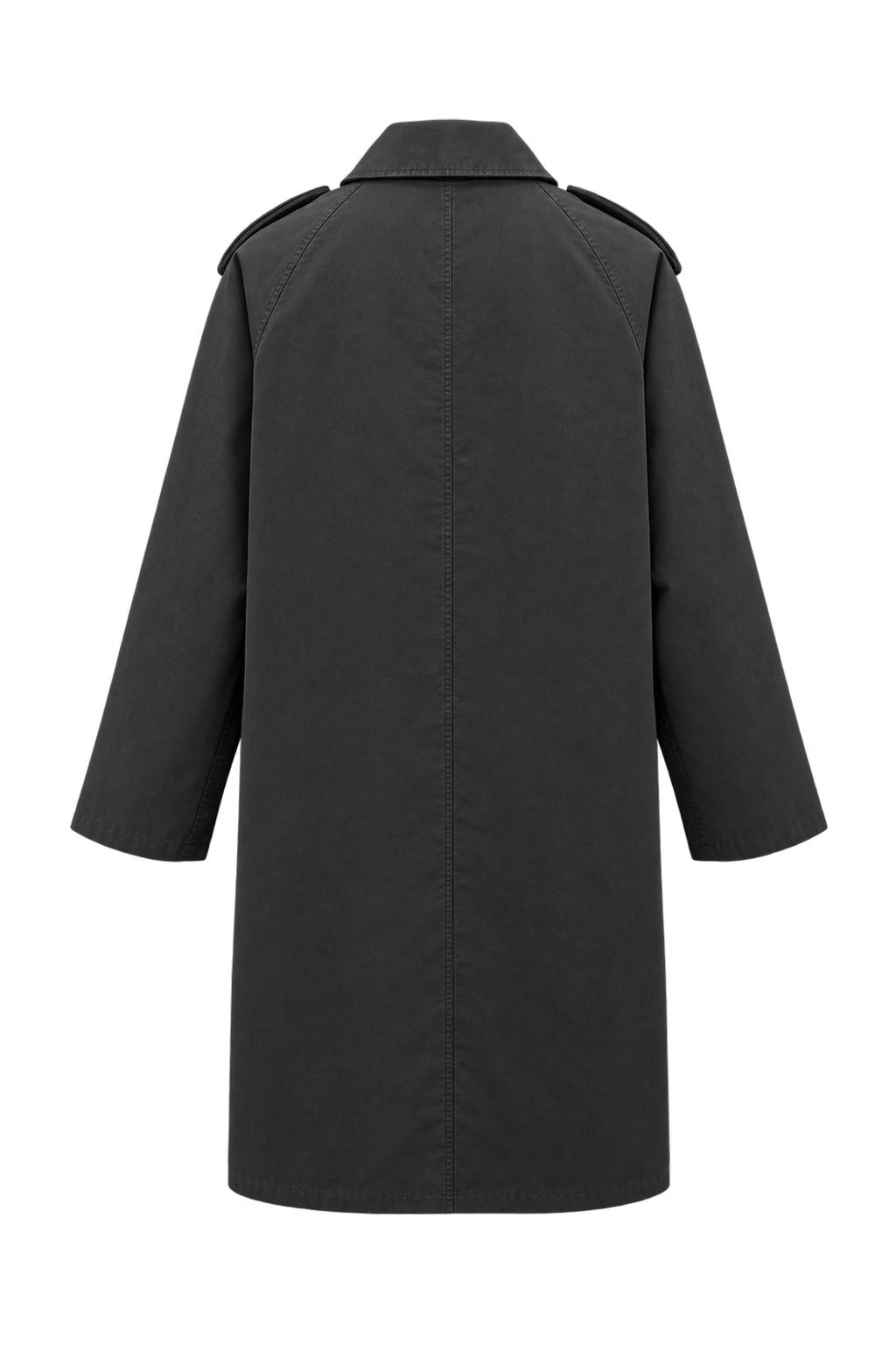 1940s Charcoal Black Cotton-Blend Coat - Back View