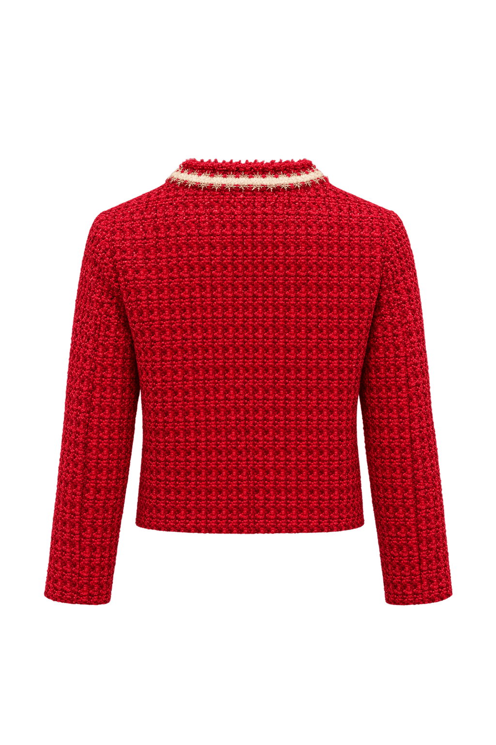 1990s Bright Crimson Red Unverified Textile Jacket - Back View